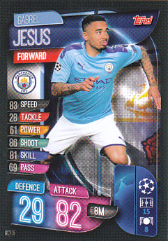 Gabriel Jesus Manchester City 2019/20 Topps Match Attax CL #MCY16